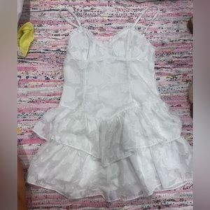 Floral White Ruffle Dress!